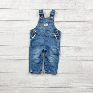 OshKosh B’gosh Baby Denim Overalls Jean Bib Adjustable Straps 6-9 Months
